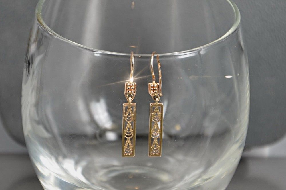 Kolczyki wiszące z różowego złota 14k 585 ZSRR Vintage ven020 Poznań