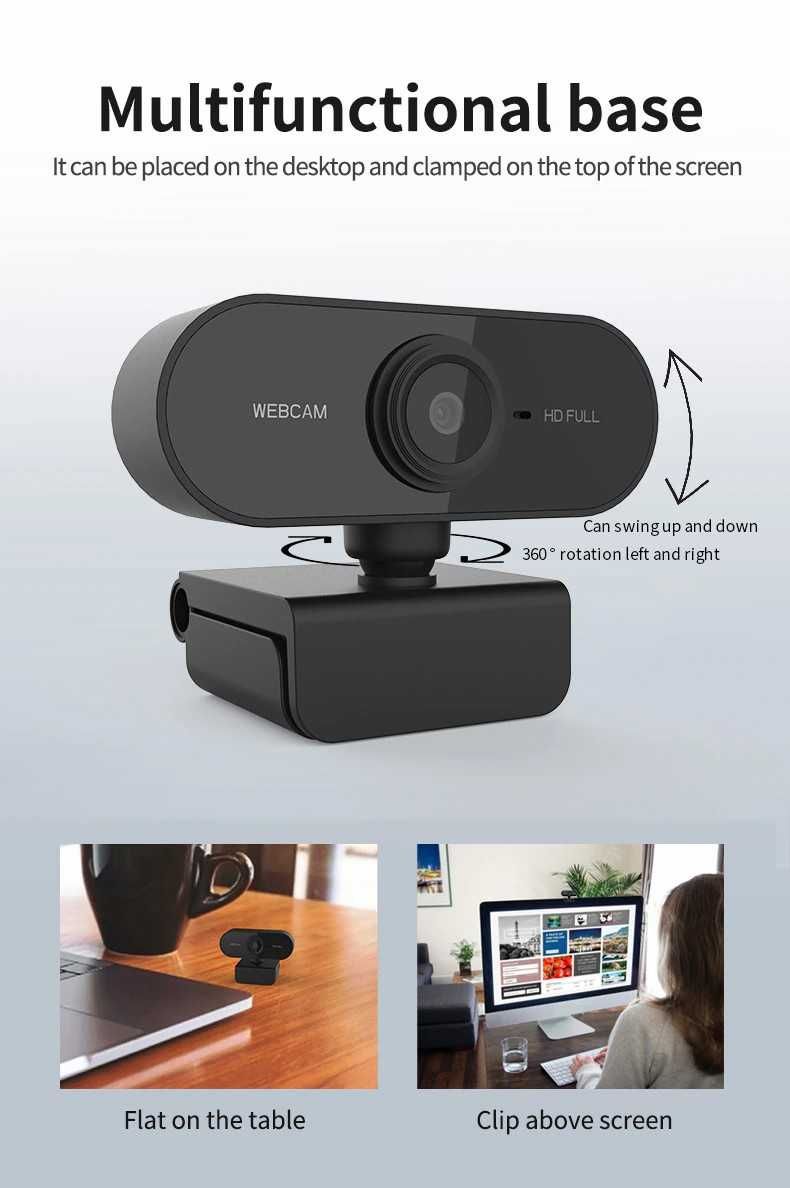 Веб-камера HD 1080p Full HD вебка с микрофоном для видеосвязи WebCam