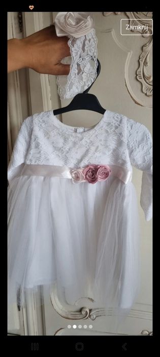 Sukienka do chrztu 68r z opaską