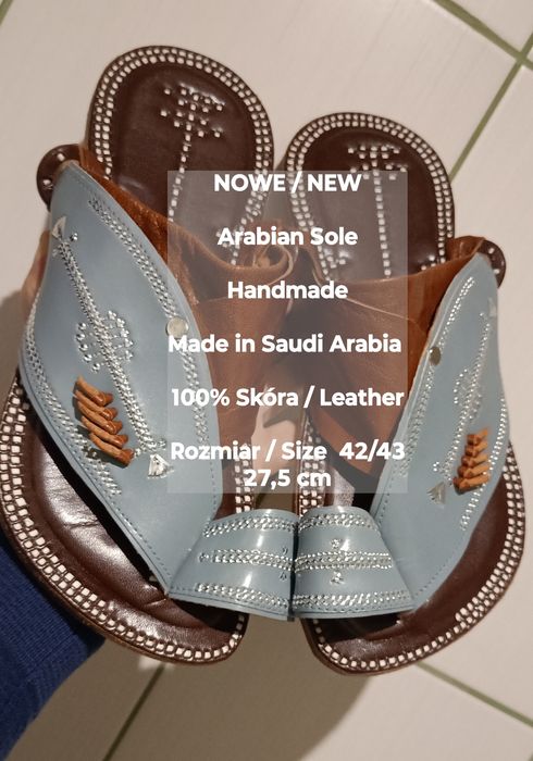 Arabian Sole  Handmade  NOWE  Sandały / klapki, 100% Skóra, Roz. 42/43