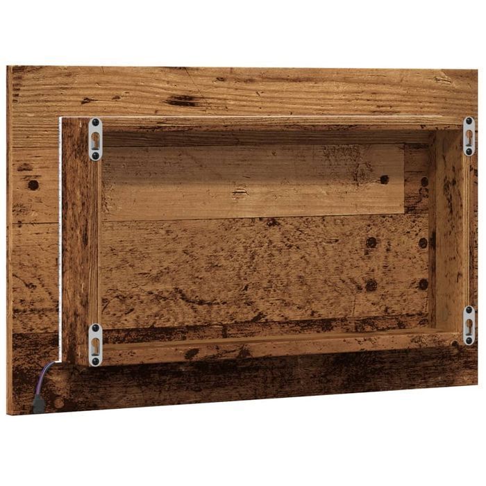 Vidaxl Lustro Łazienkowe Z Led, Stare Drewno, 60X8,5X38 Cm