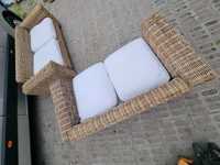 SOFA 3 + 2 osobowa + Kanapa Rattan z Rattanu NATURALNEGO Super