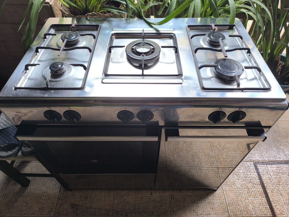 Fogão a Gás Inox 5 Bicos+Forno "Bico Central Não Funciona" c/ redutor