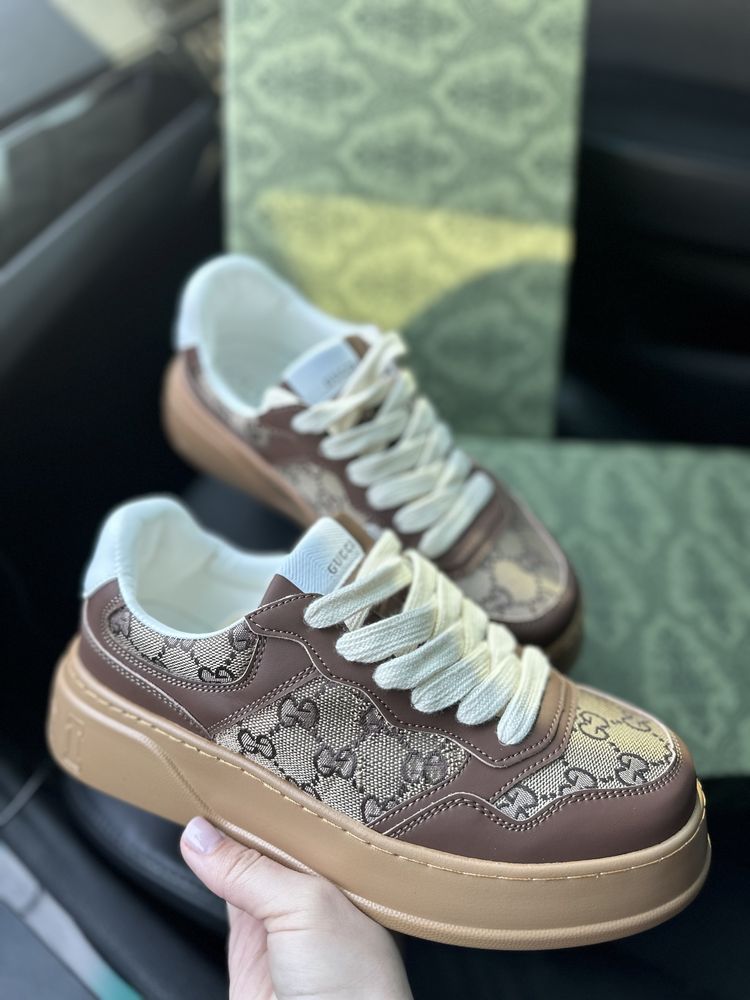 Кеди кросівки Гуччі Гуччи Gucci на високій коричневій підошві 38 39 40