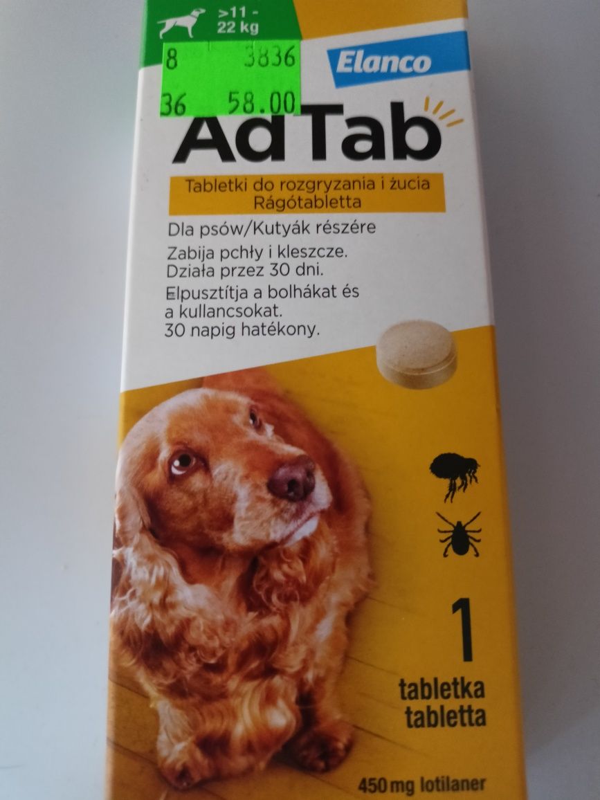 Tabletka AdTab przeciwko kleszczom i pchłom