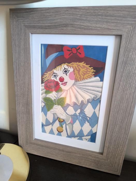 Quadro pintado de palhaço