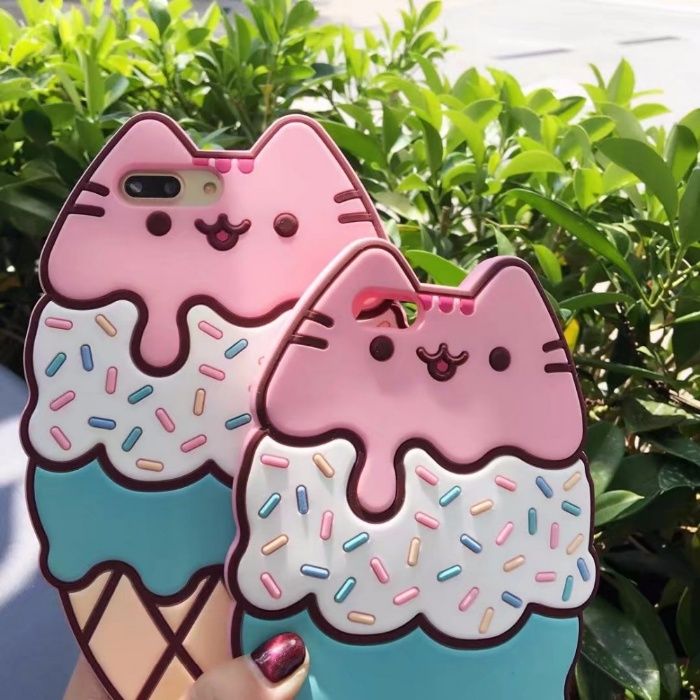 Capa telemóvel iPhone 8 Plus gato gelado Pusheen