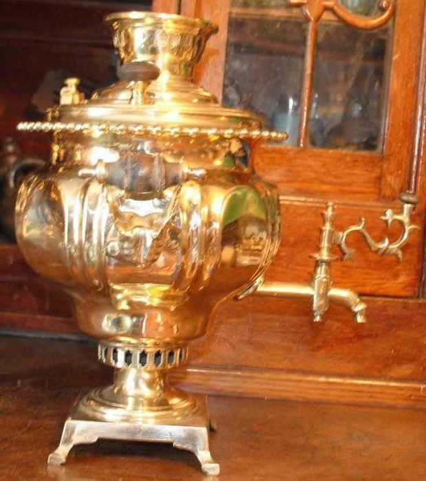 Антик. малий робочий самовар ріпка фігурна ложчата