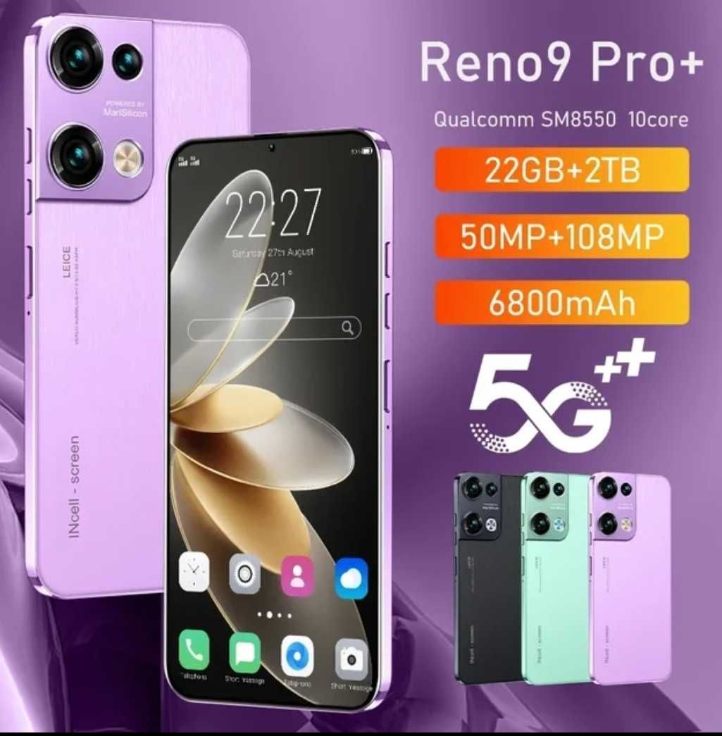 Reno9 Pro 5G 7.3 6800mAh Android13 22GB + 2TB.10 rdzeni Super telefon