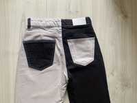 Dwukolorowe jeansy czarno-białe rozmiar xs