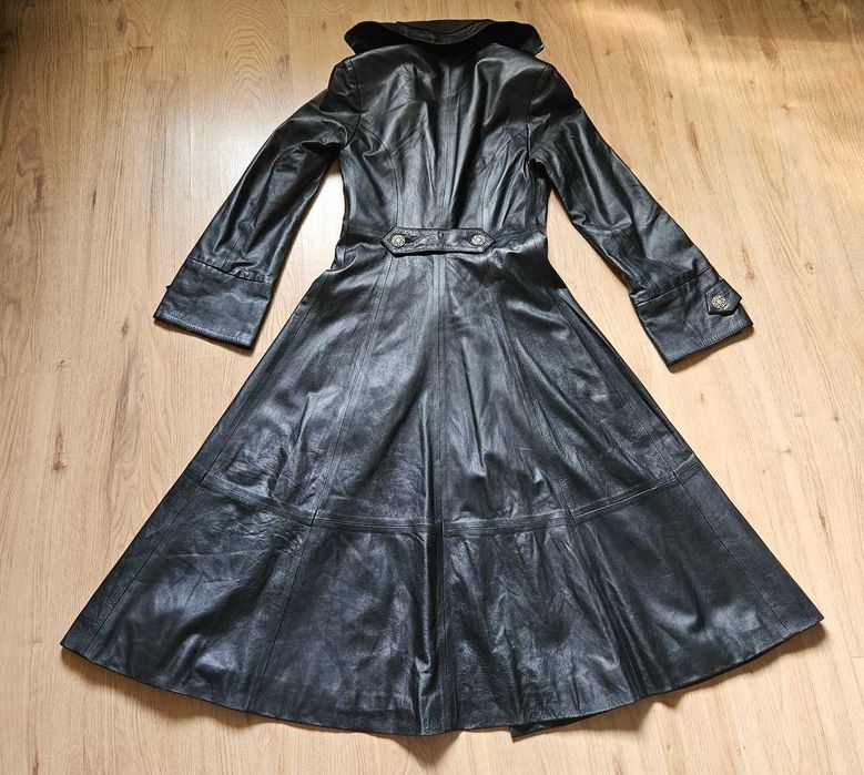 Płaszcz skórzany czarny gotycki skóra naturalna unikat wiktoriański