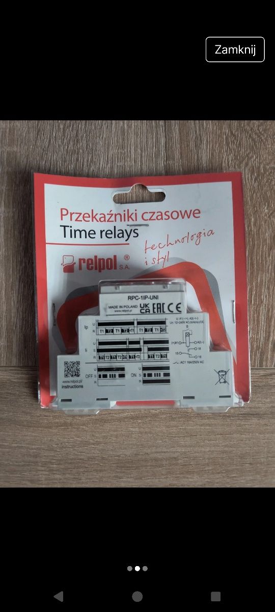 Przekaźnik czasowy 1P 1sek-10dni 12-240V AC/DC 50/60 Hz praca cykliczn