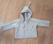 Sweter wełniany jagnięcy z fajnym kapturem 6-12m