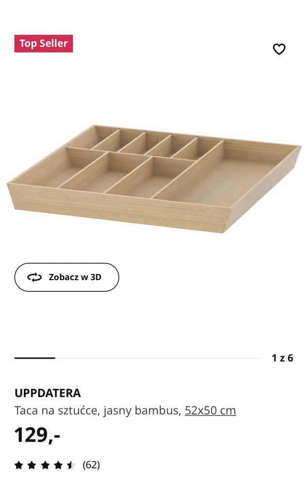 Wkład do szuflady ikea bambusowy