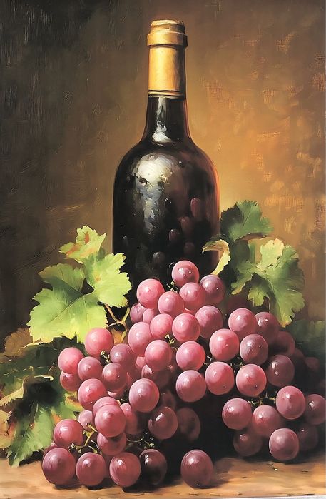 Gobelin na płótnie HD/Obrazek/Antique Retro/Grapes & Wine