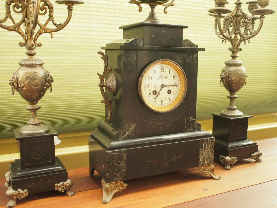 Zegar Antyk + 2 świeczniki