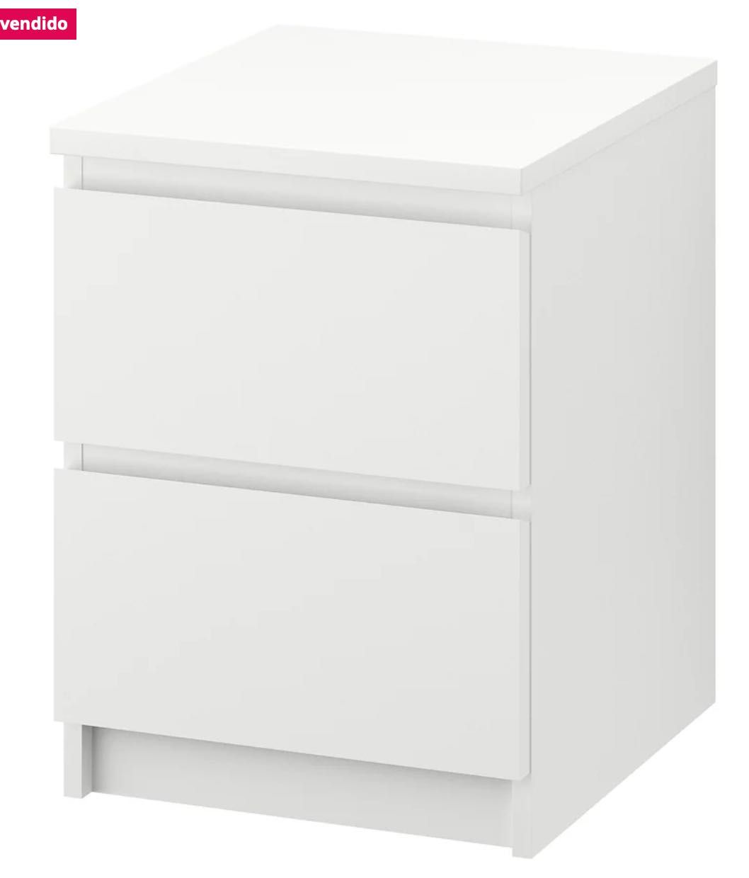 Mesa de Cabeceira - MALM c/ 2 gavetas, branco, 40x55 cm