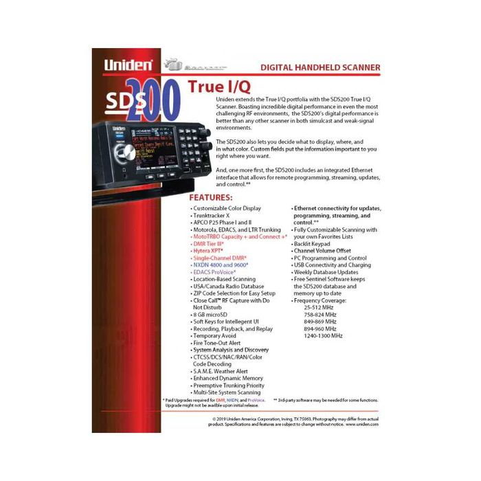Цифровой  сканер Uniden SDS200