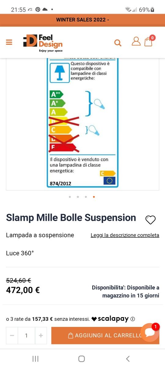 Подвесной  светильник SLAMP Mille Bolle SUSPENSION (2 шт)