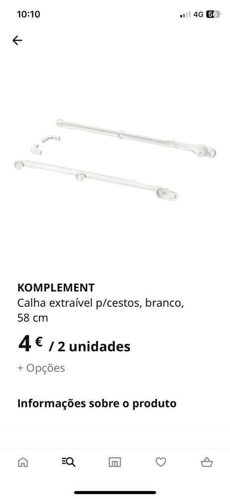 Vendo conjunto de 6 cestos de rede com calha, modelo Komplement IKEA