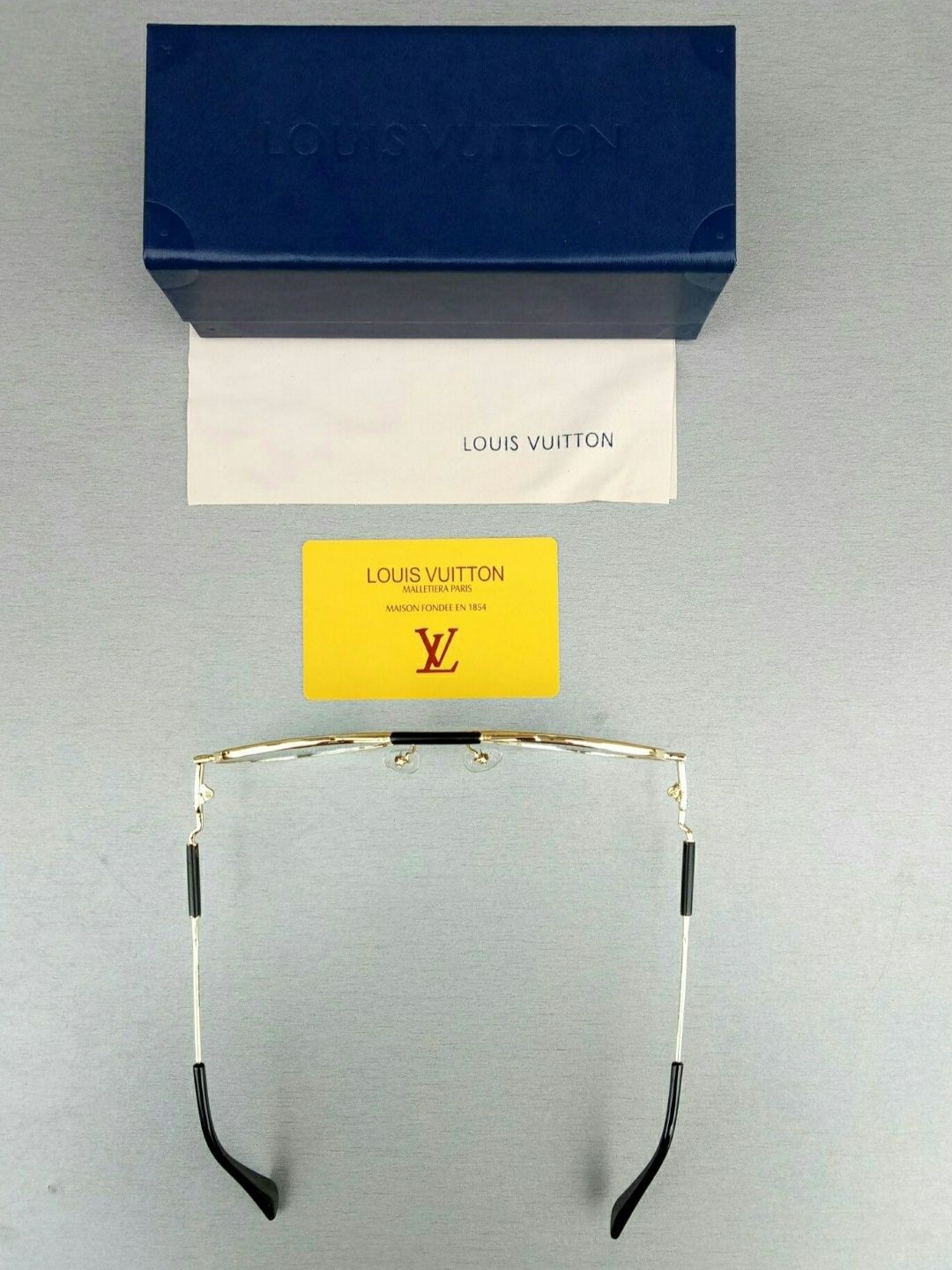 Louis Vuitton модные мужские очки капли серо синий градиент в золоте