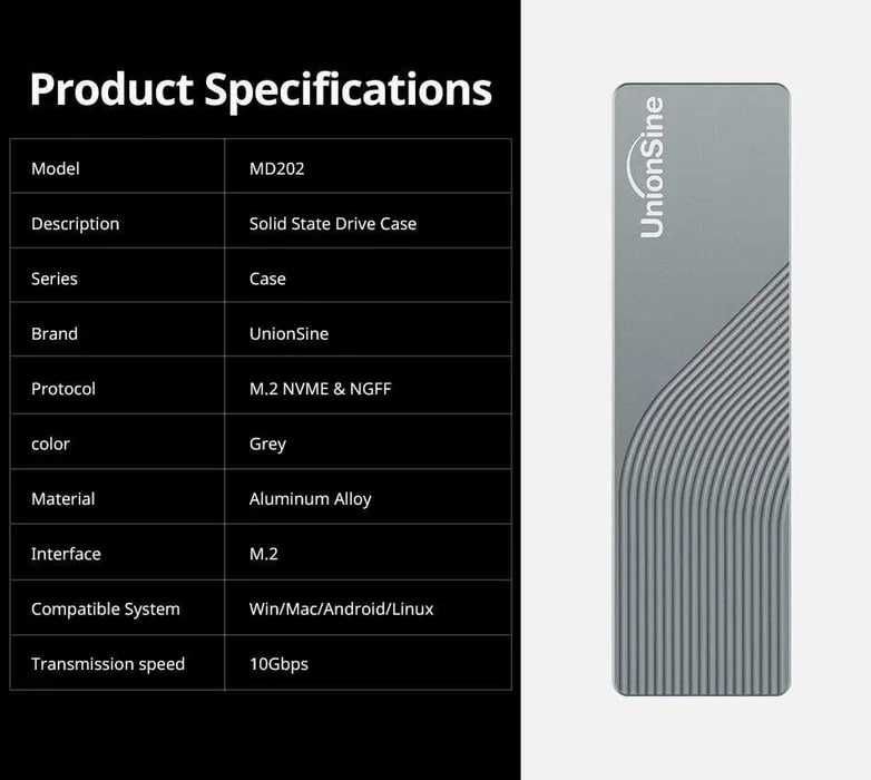 Карман для SSD M2 Unionsine Dual Protocol