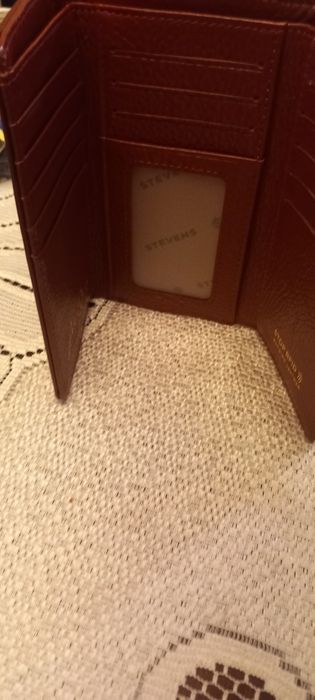 Portfel damski skóra naturalna kolor wiśniowy STEVENS nowy.