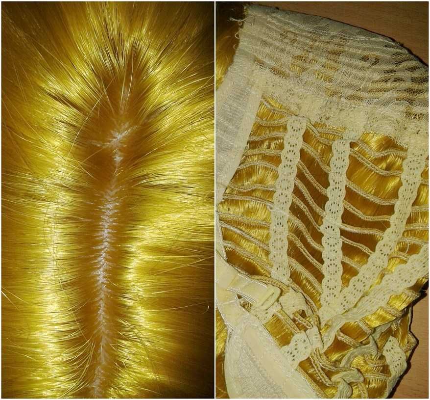 Żółta złota krótka peruka z przedziałkiem falowana cosplay wig