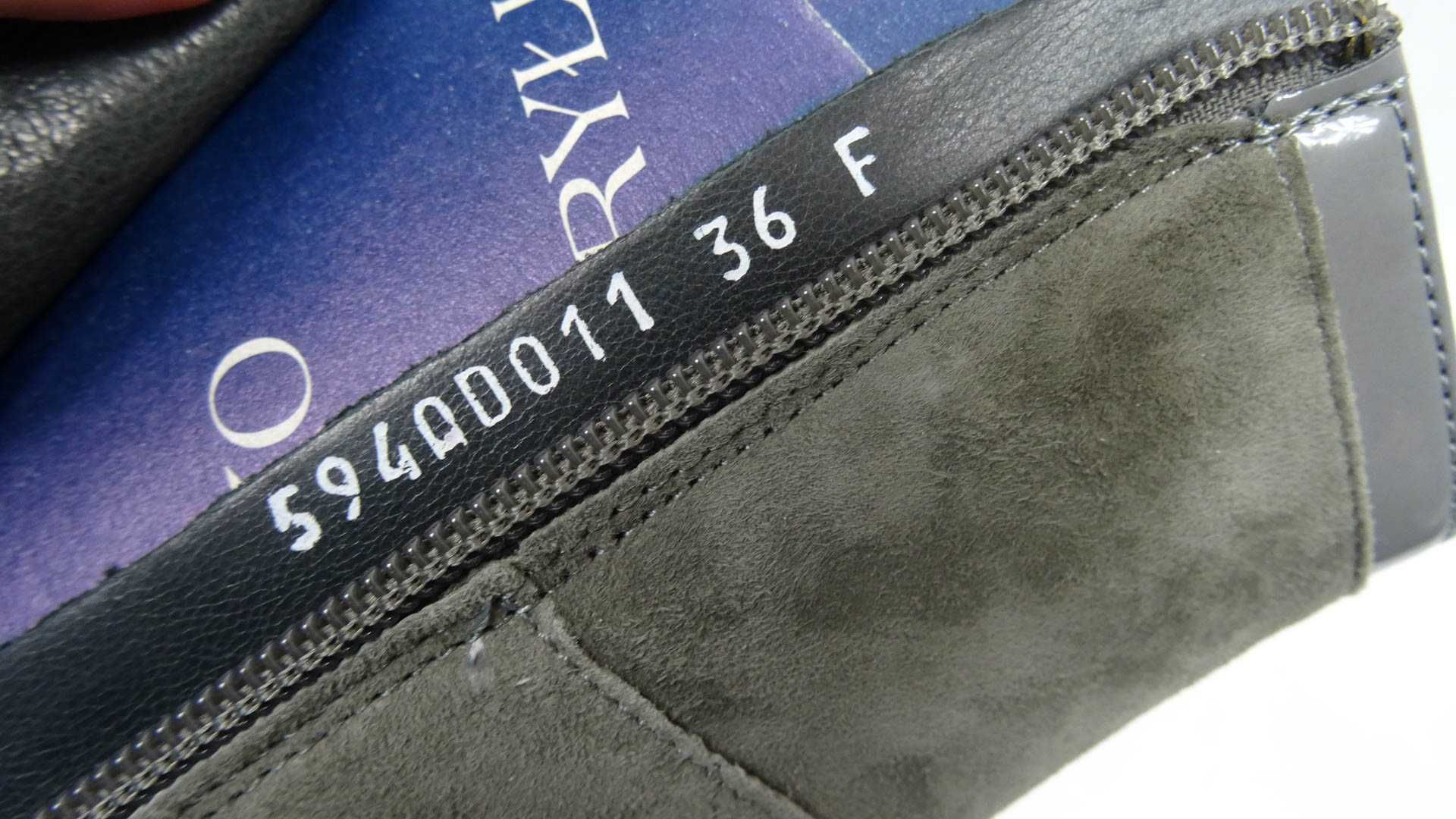 Ryłko skórzane botki zamsz lakierek 36