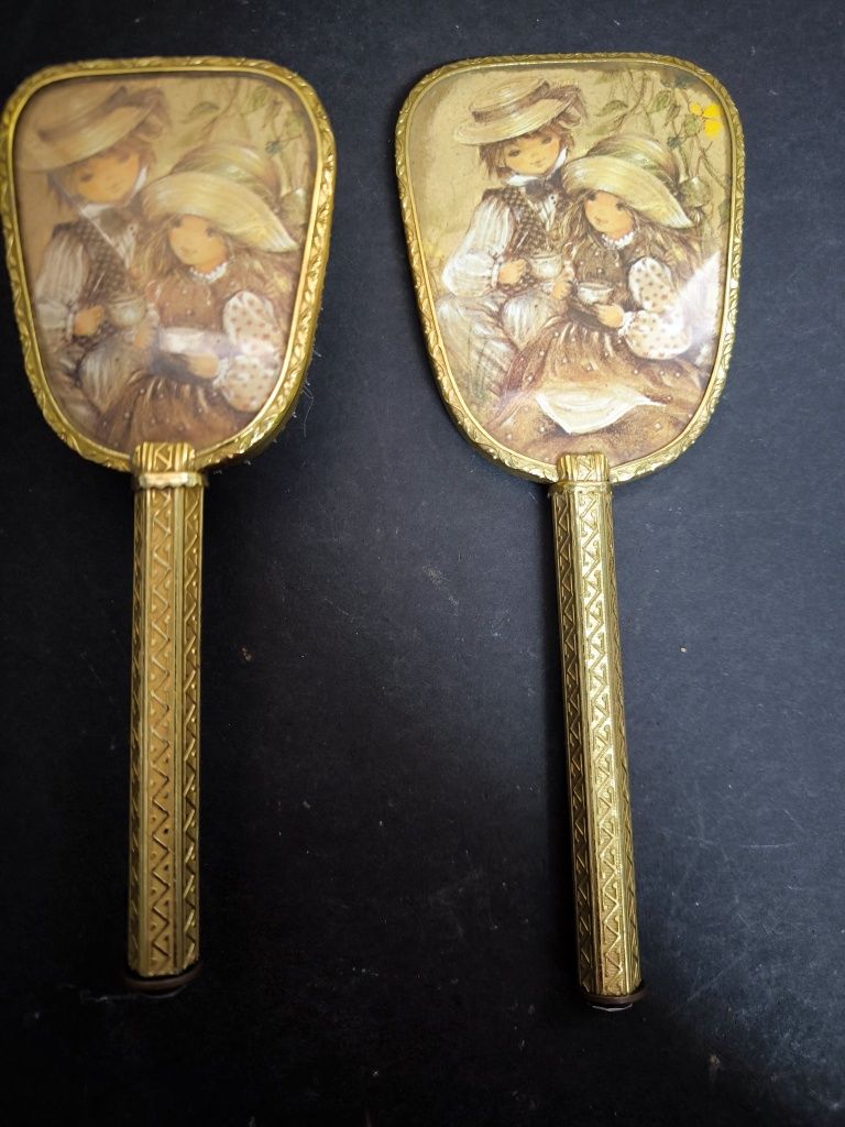 Conjunto espelho e escova pente antigo