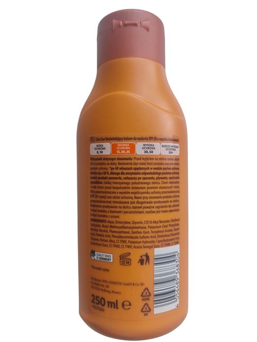 Balsam do opalania rozświetlający SPF 20 Cien 250ml B648
