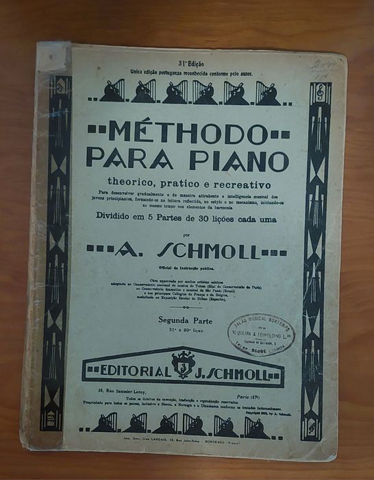Livros método para piano A. Schmoll