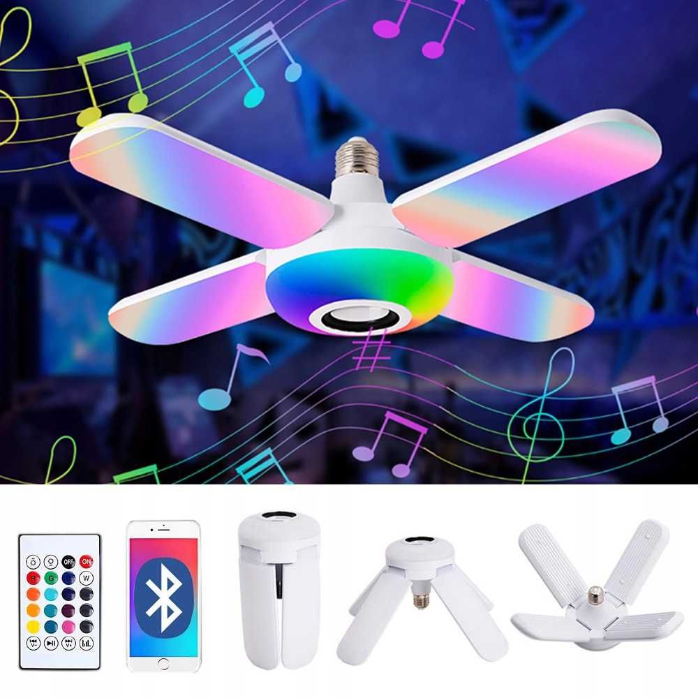 Lampa LED E27 Inteligentna żarówka RGB Bt 36W Głośnik muzyczny Led lam