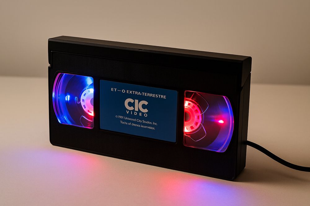 Candeeiro Retro | Cassete VHS iluminada LED RGB com Comando