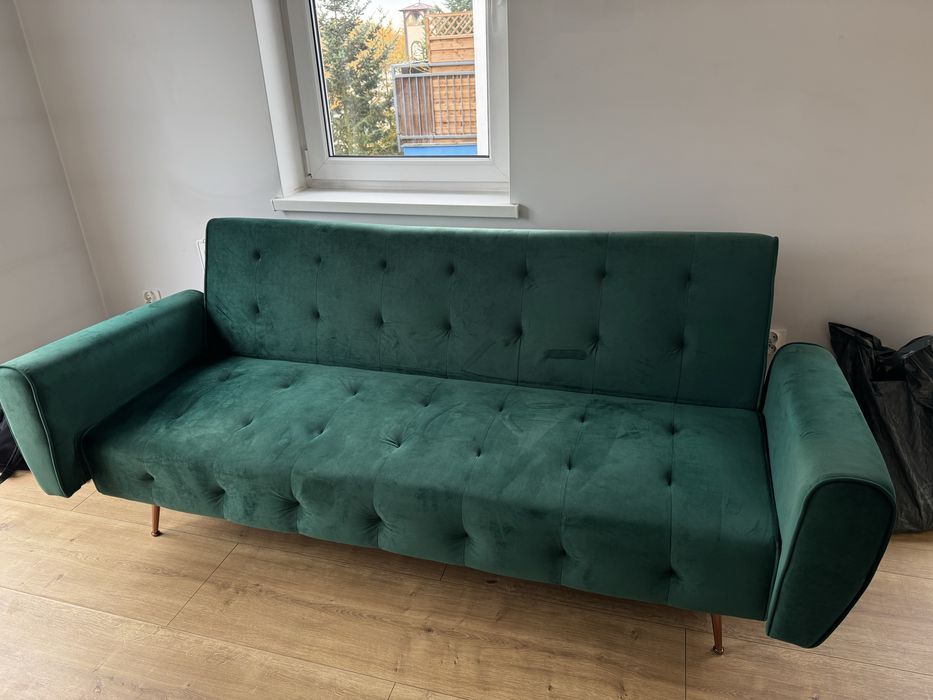 Welurowa Sofa 3-osobowa rozkładana