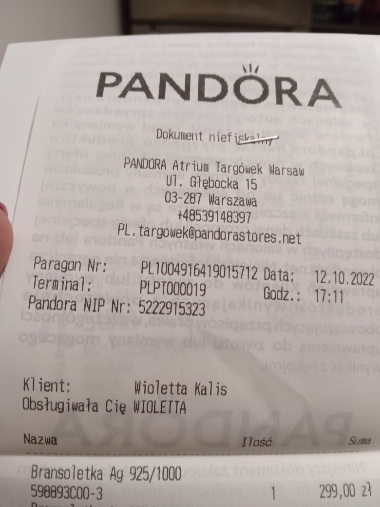 Pandora nowa bransoletka bangle  z węzłem nieskończoności r.19