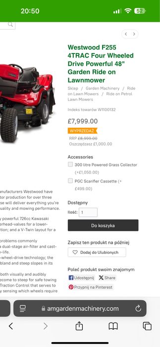 Traktorek kosiarka Westwood F250