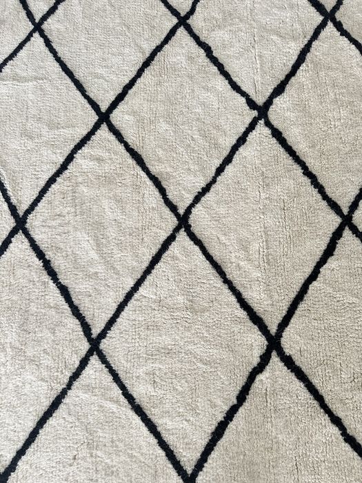 Килим вовна ковер шерсть белый ( бежевый ) с черным 200 x 300 см