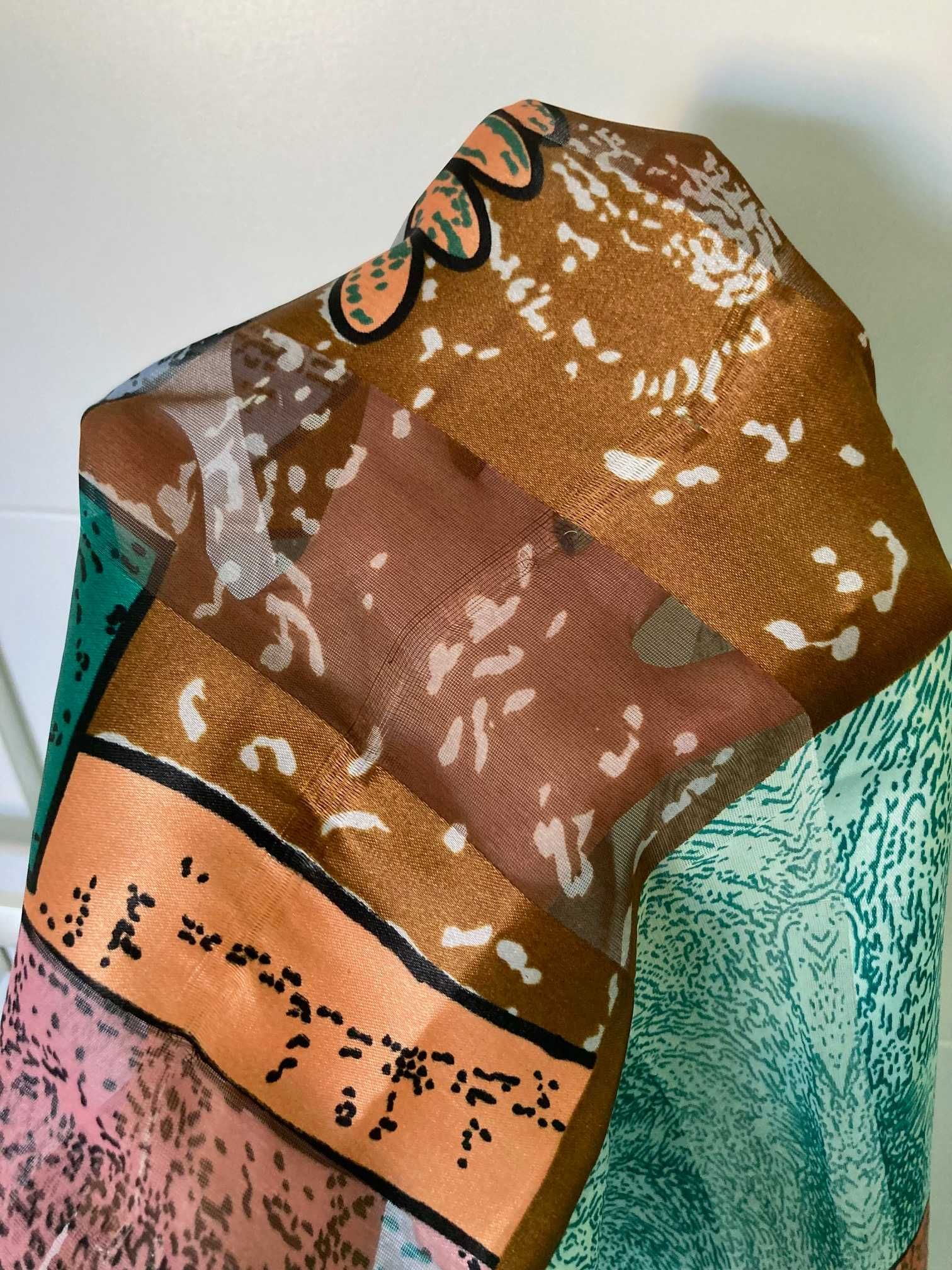 Unikatowa kolorowa apaszka chusta Picasso vintage