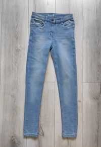 Spodnie rurki 134 140 jeans dżinsowe 9 10 jasne regulacją miękkie