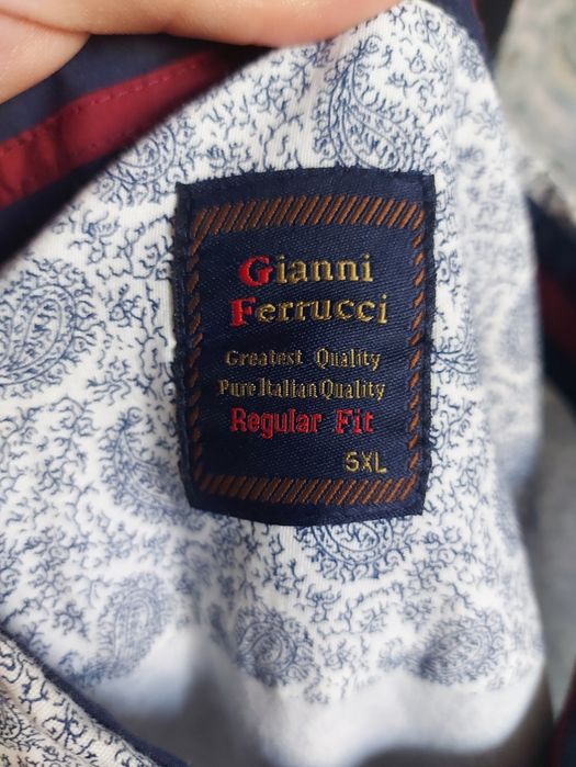100% Bawełna Koszula Męska Gianni Ferrucci Krótki Rękaw 5XL