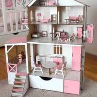 Ляльковий дерев будиночок великий для Барбі і Лол / Дім меблі і ліфт