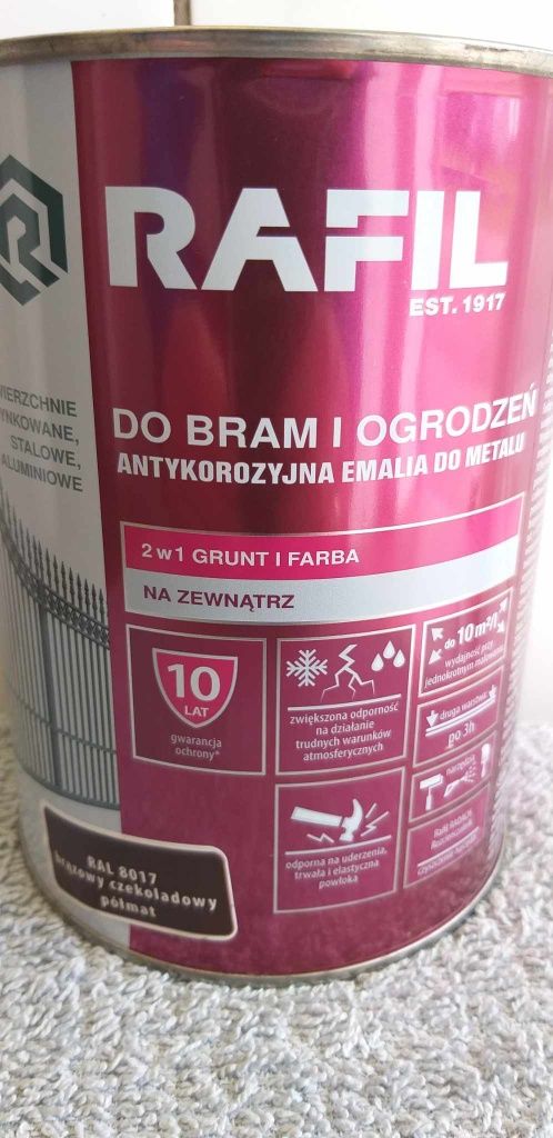 Farba Rafil do bram i ogrodzeń, farba na metal 3L.