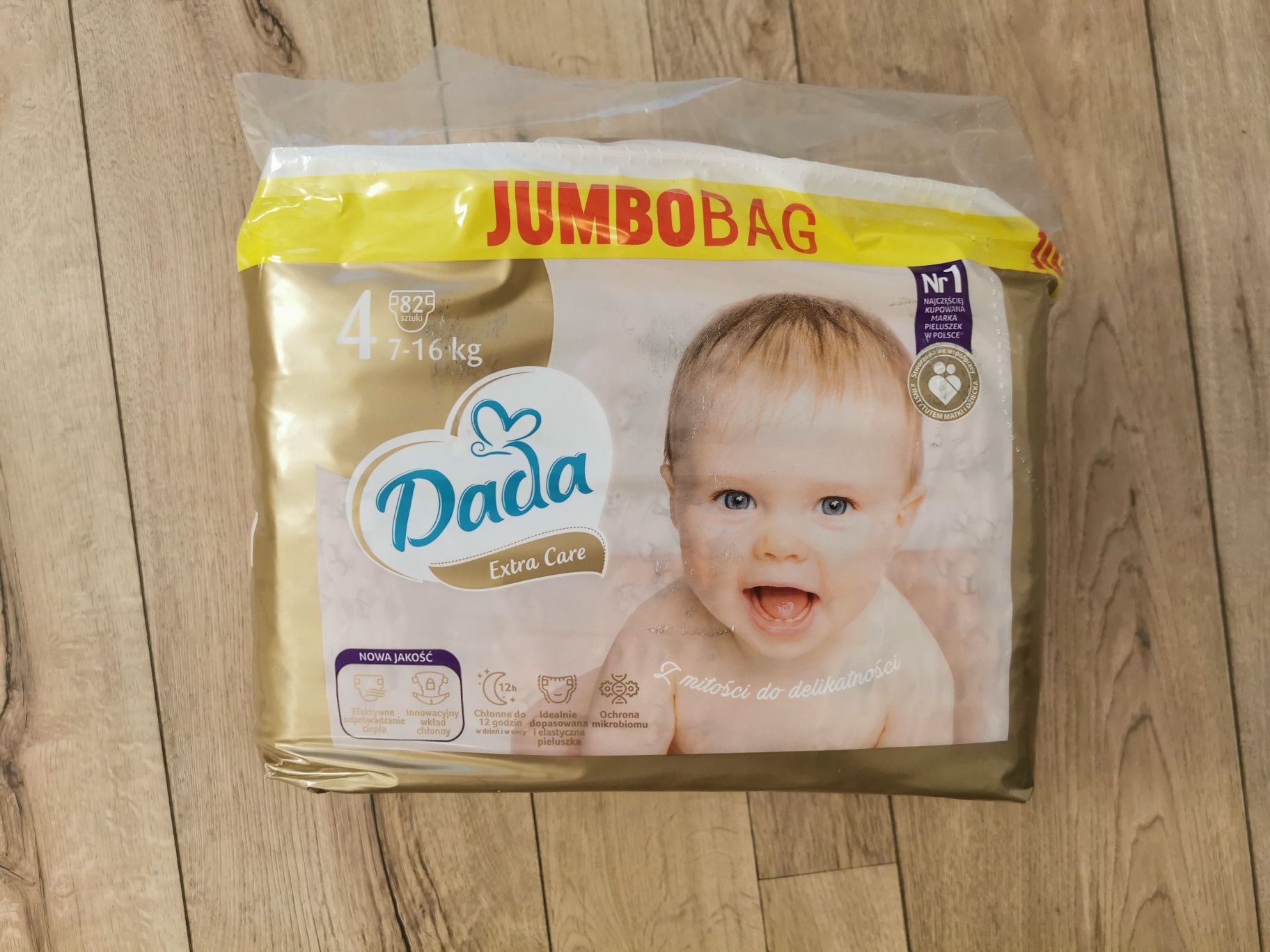 1 x Pieluszki Dada Extra Care JUMBO BAG rozmiar 4 82 szt/op 1x