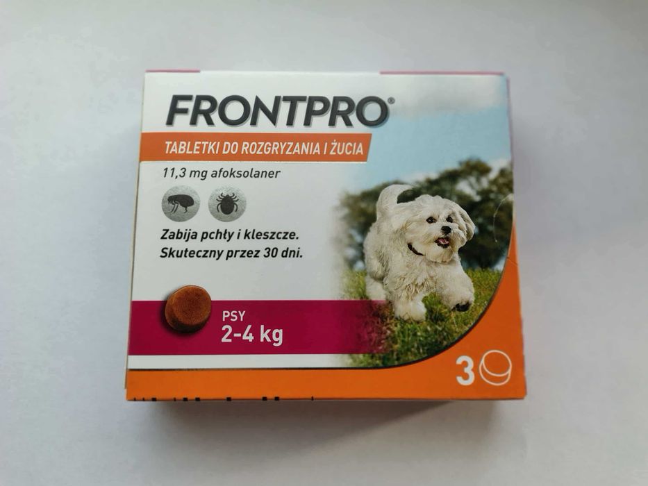 Tabletki przeciw pchłom i kleszczom 2-4 kg 3 tabletki w opakowaniu