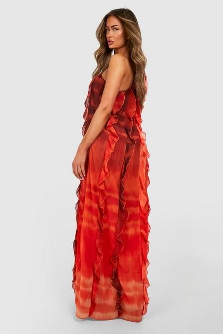 Boohoo 42 Xl Sukienka Pomarańczowa Ombre Maxi Orange J29795