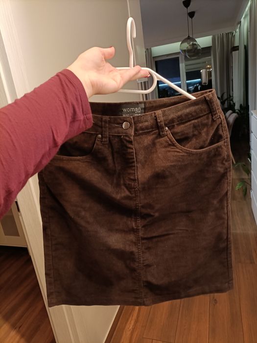 Sztuksowa brązowa spódnica ołówkowa Tchibo 36 jak nowa