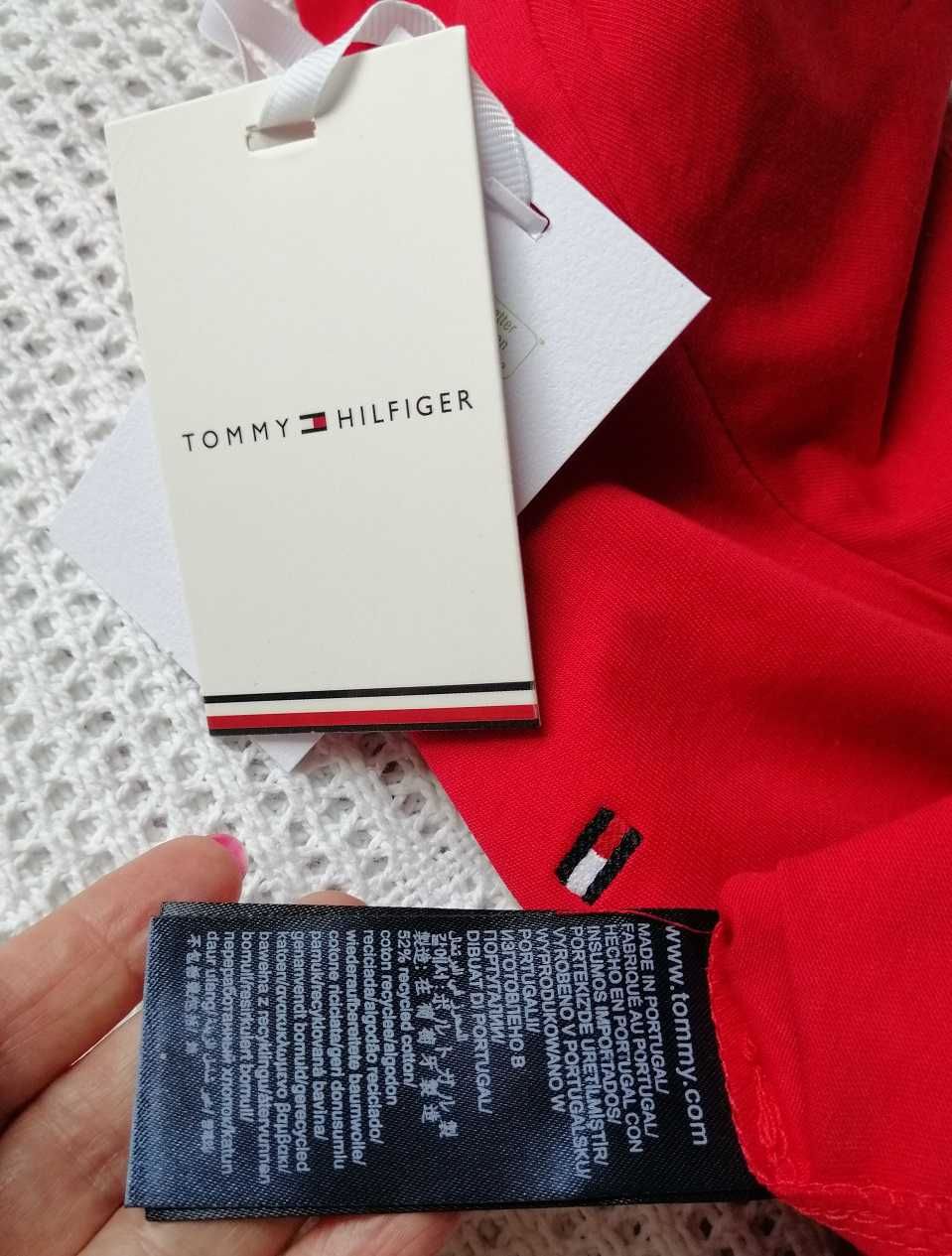 Tommy Hilfiger Oryginał Logo Haft czerwona koszulka t-shirt bluzka S