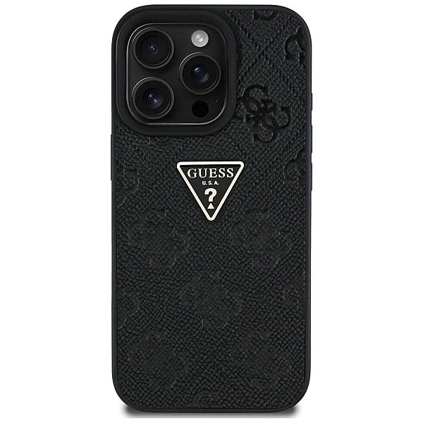 Etui Guess Hot Stamp 4G Pattern Triangle Metal Logo na iPhone 16 Pro M