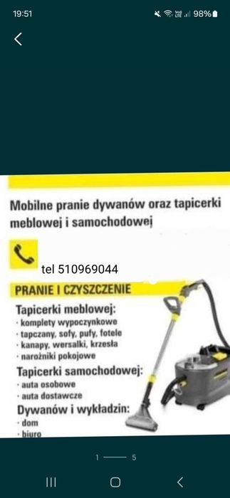 Pranie tapicerki samochodowej 250 zł  zapraszam